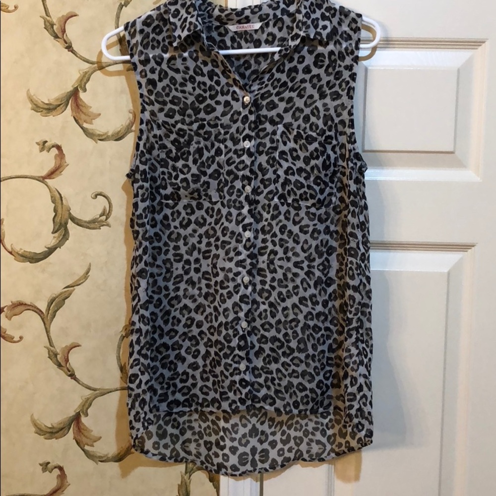 Leopard Print Button Down Blouse